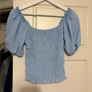 Lucy Paris Sky Blue Smocked Blouse